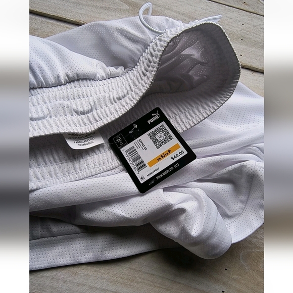 Men's Puma Dry Cell Foundation White Shorts Basketball Tennis Size Small NWT - Picture 6 of 6